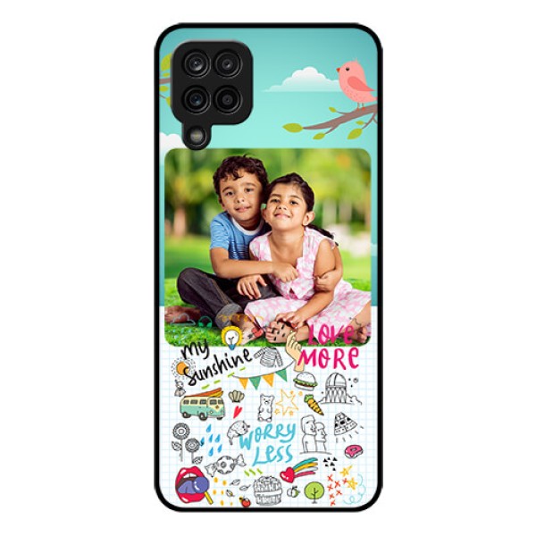 Galaxy F12 Photo Printing on Glass Case - Doodle love Design