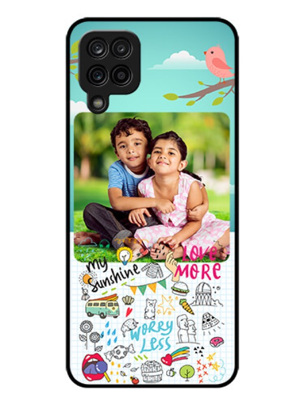 Custom Galaxy F12 Photo Printing on Glass Case - Doodle love Design