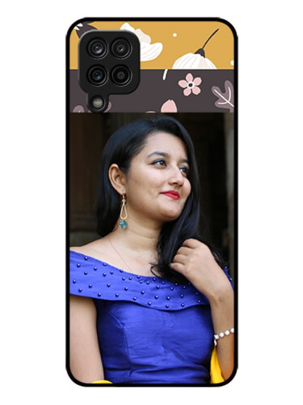 Custom Galaxy F12 Custom Glass Phone Case - Stylish Floral Design