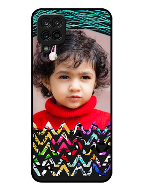 Custom Galaxy F12 Personalized Glass Phone Case - Neon Abstract Design