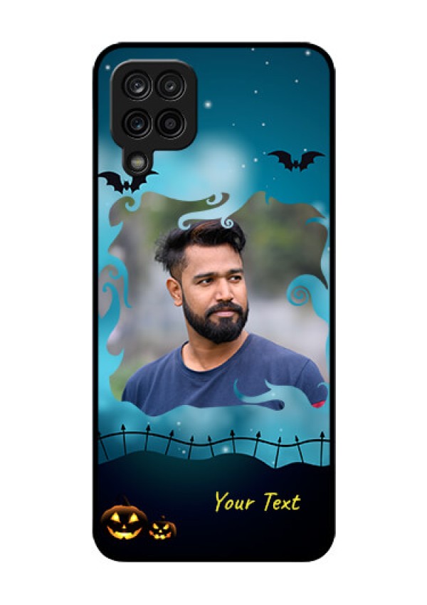 Galaxy F12 Custom Glass Phone Case - Halloween frame design