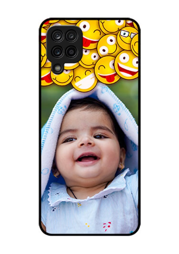 Galaxy F12 Custom Glass Mobile Case - with Smiley Emoji Design