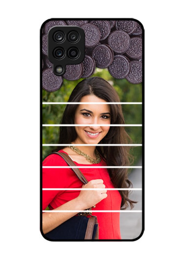 Galaxy F12 Custom Glass Phone Case - with Oreo Biscuit Design