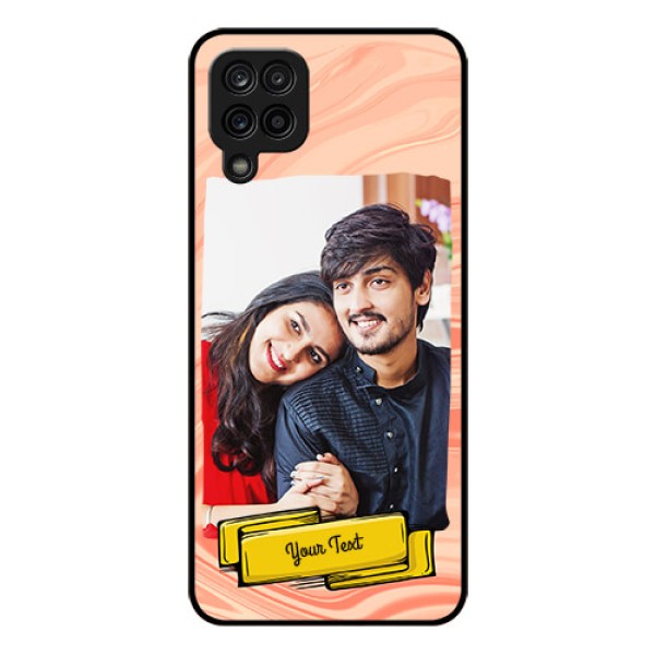Galaxy F12 Personalized Glass Phone Case - Marble Texture Design
