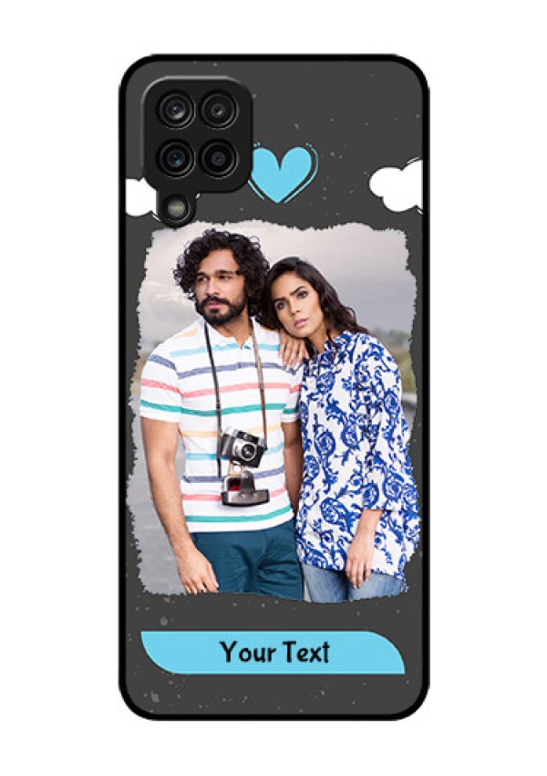 Galaxy F12 Custom Glass Phone Case - Splashes with love doodles Design