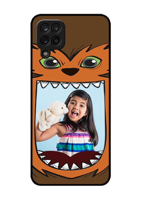 Galaxy F12 Photo Printing on Glass Case - Owl Monster Back Case Design