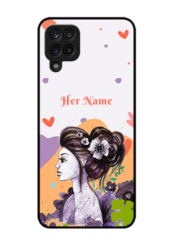 Galaxy F12 Personalized Glass Phone Case - Woman And Nature Design