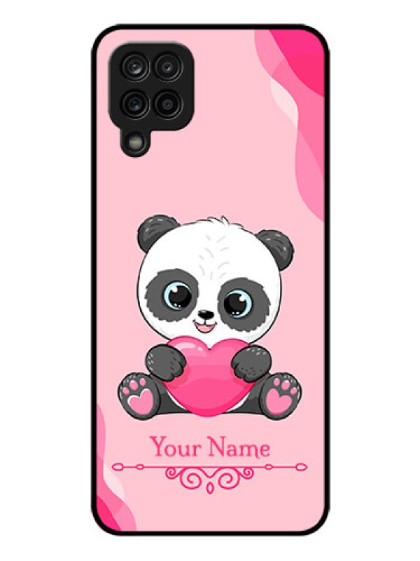 Custom Galaxy F12 Custom Glass Mobile Case - Cute Panda Design