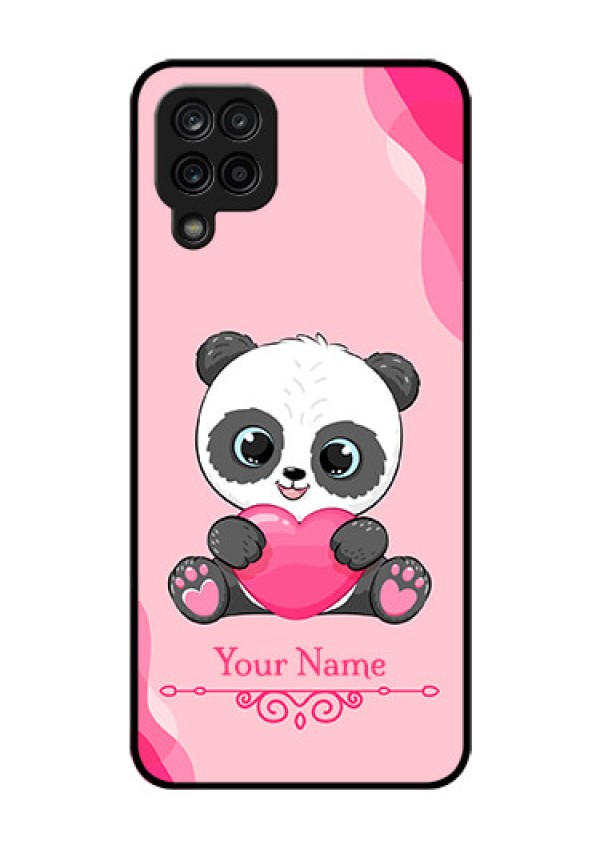 Galaxy F12 Custom Glass Mobile Case - Cute Panda Design