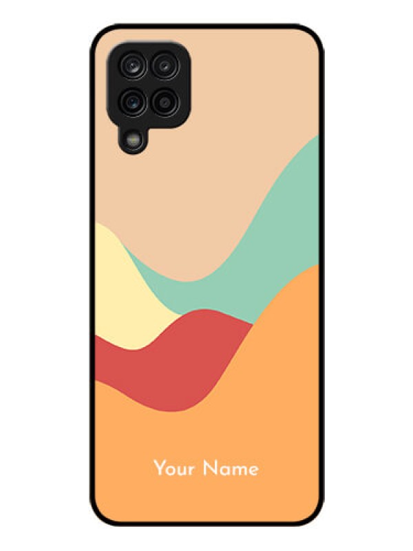 Custom Galaxy F12 Personalized Glass Phone Case - Ocean Waves Multi-colour Design