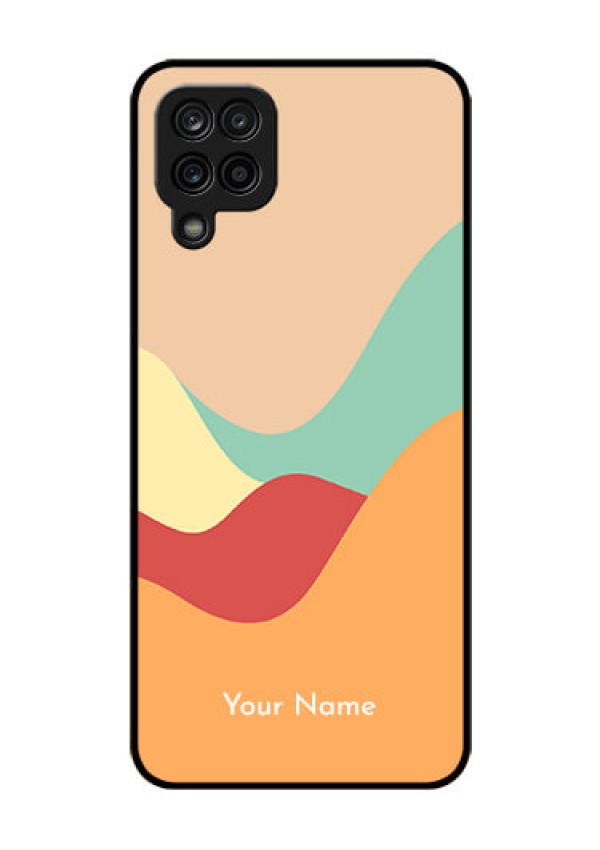 Galaxy F12 Personalized Glass Phone Case - Ocean Waves Multi-colour Design