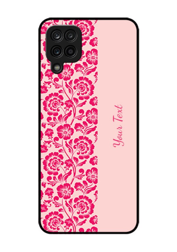 Galaxy F12 Custom Glass Phone Case - Attractive Floral Pattern Design