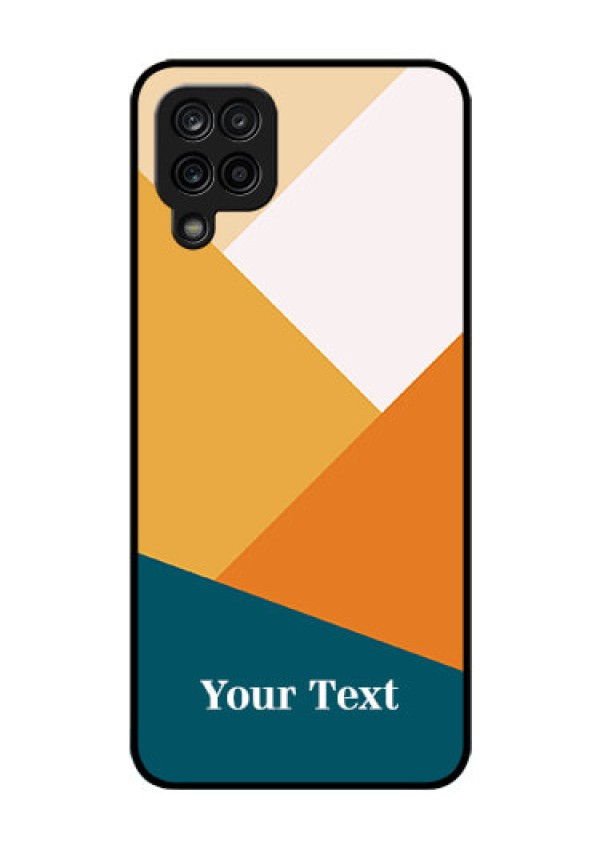 Galaxy F12 Personalized Glass Phone Case - Stacked Multi-colour Design