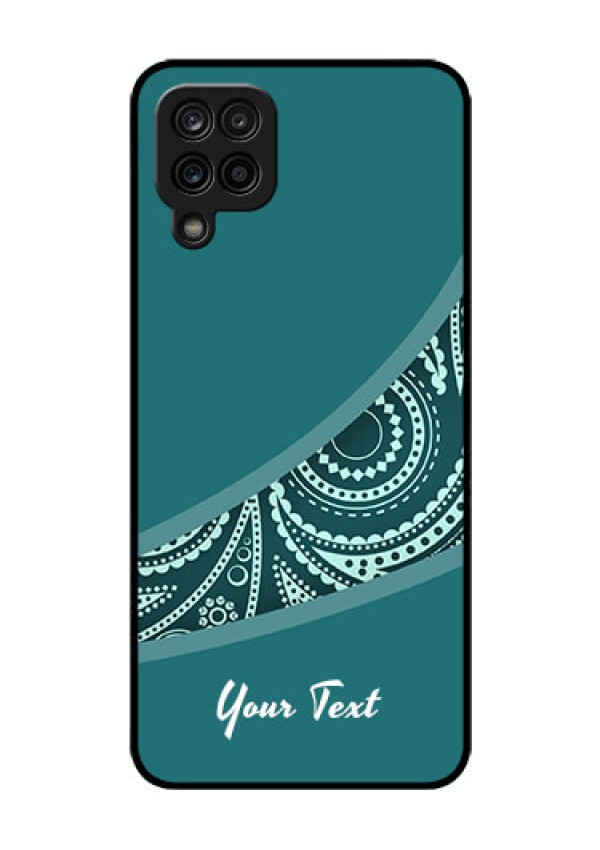 Galaxy F12 Photo Printing on Glass Case - semi visible floral Design