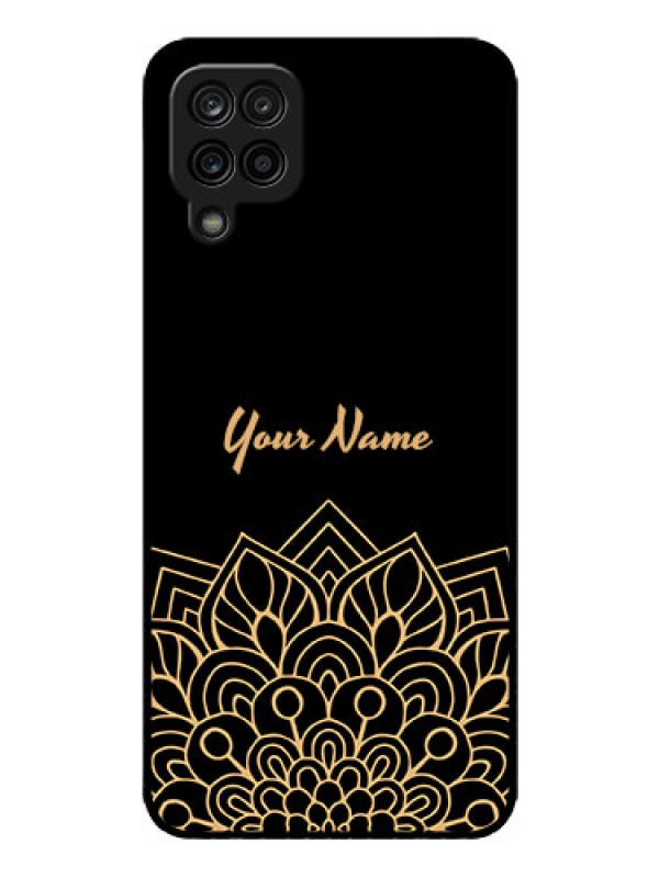 Custom Galaxy F12 Custom Glass Phone Case - Golden mandala Design