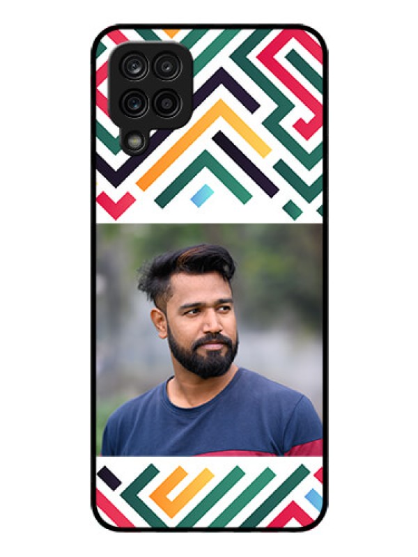 Custom Galaxy F12 Personalized Glass Phone Case - Colorful Maze Pattern Design