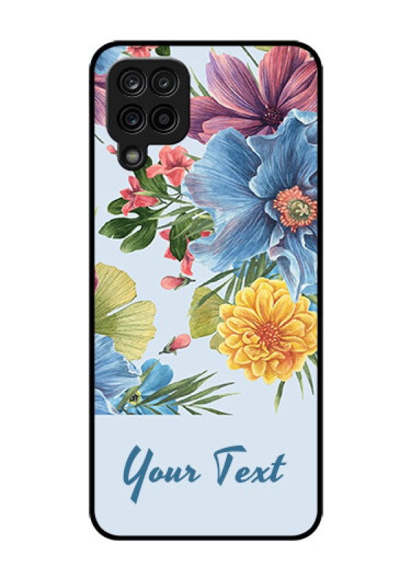 Galaxy F12 Custom Glass Mobile Case - Stunning Watercolored Flowers Painting Design