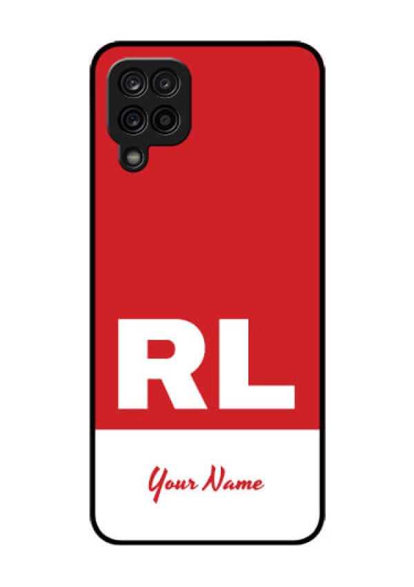 Galaxy F12 Personalized Glass Phone Case - dual tone custom text Design