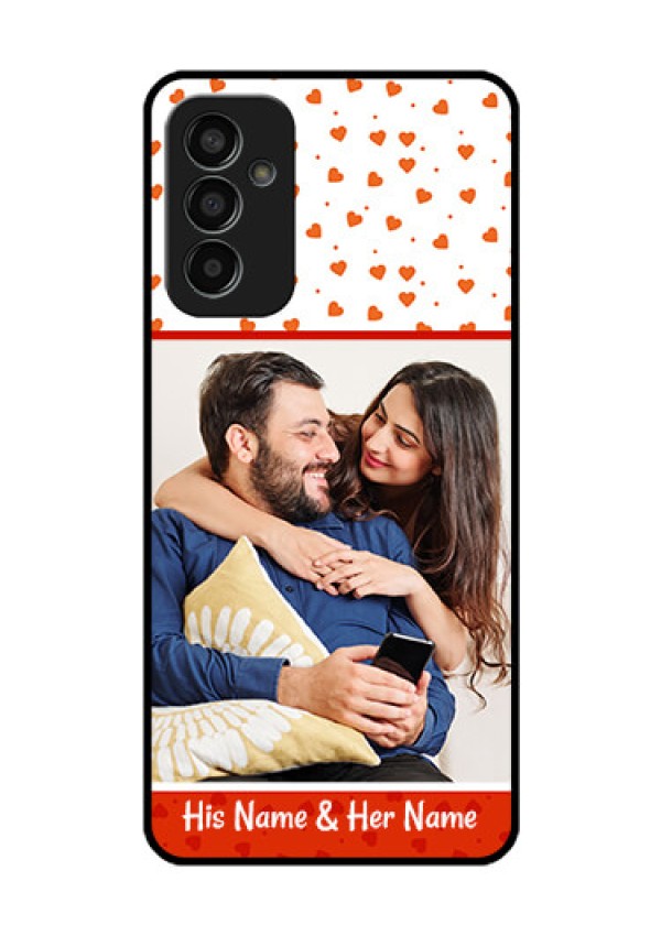 Galaxy F13 Custom Glass Phone Case - Orange Love Symbol Design
