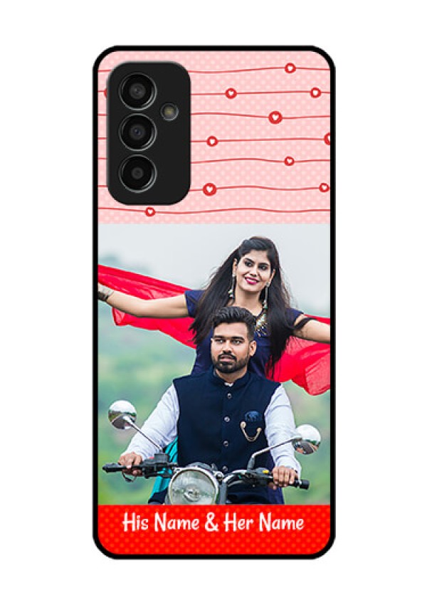 Galaxy F13 Personalized Glass Phone Case - Red Pattern Case Design