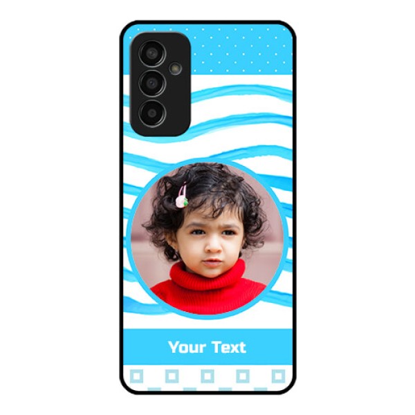 Galaxy F13 Custom Glass Phone Case - Simple Blue Case Design