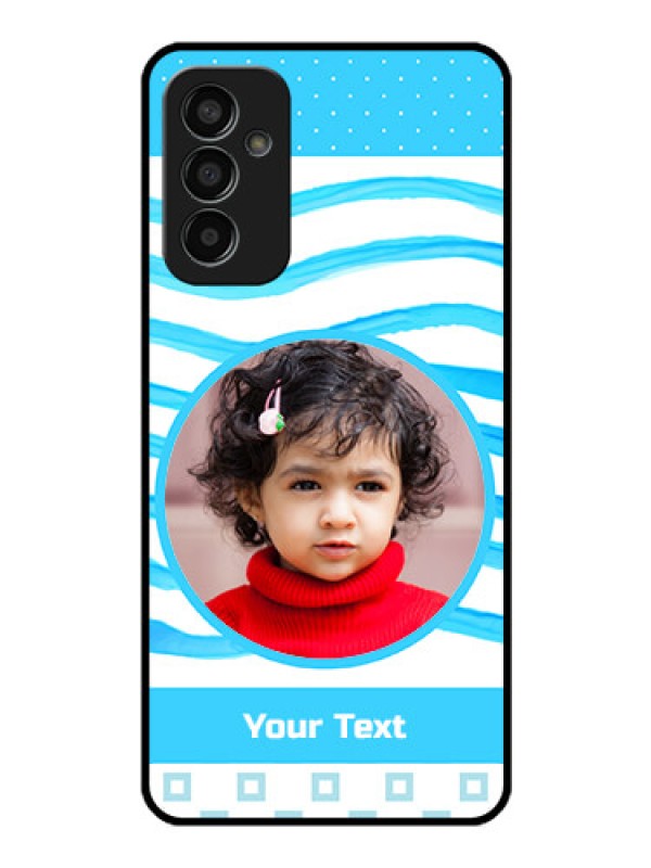 Custom Galaxy F13 Custom Glass Phone Case - Simple Blue Case Design