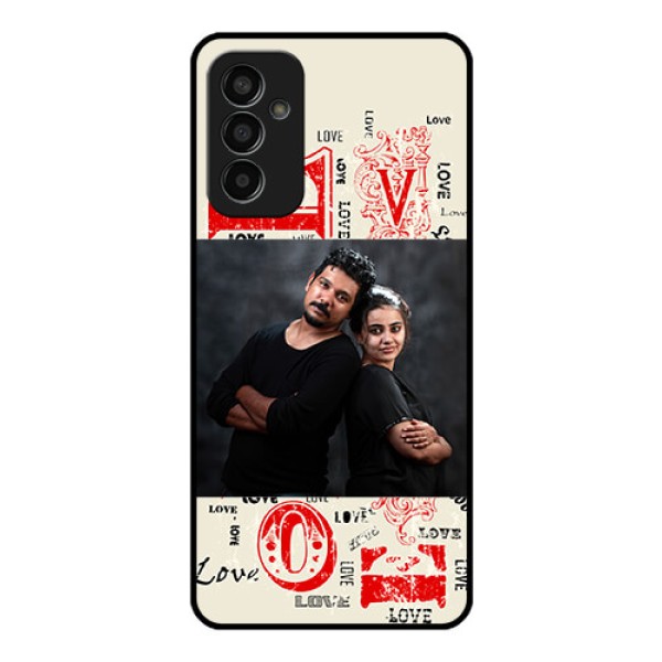 Galaxy F13 Photo Printing on Glass Case - Trendy Love Design Case
