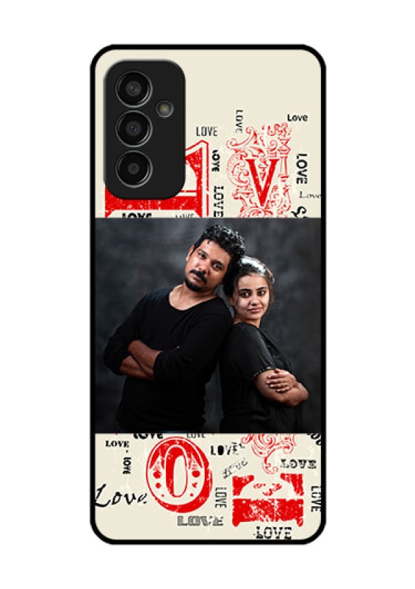 Galaxy F13 Photo Printing on Glass Case - Trendy Love Design Case