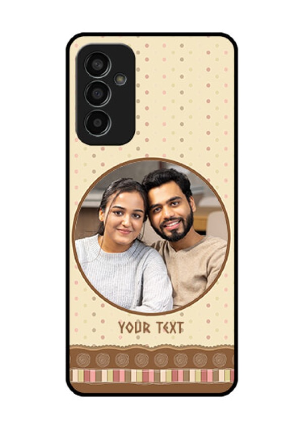 Galaxy F13 Custom Glass Mobile Case - Brown Dotted Mobile Case Design