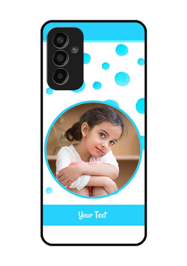 Galaxy F13 Photo Printing on Glass Case - Blue Bubbles Pattern Design