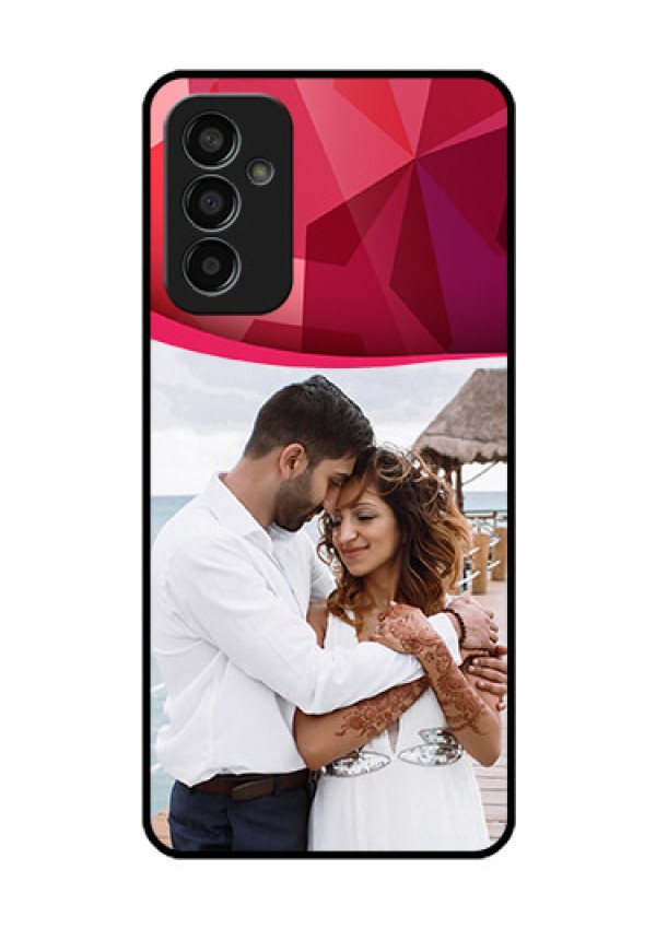 Galaxy F13 Custom Glass Mobile Case - Red Abstract Design