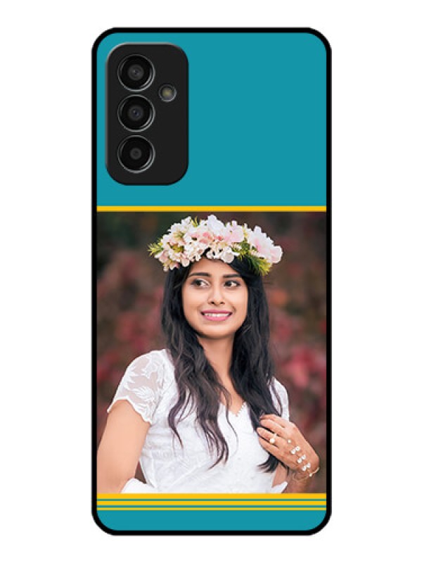 Custom Galaxy F13 Custom Glass Phone Case - Yellow & Blue Design