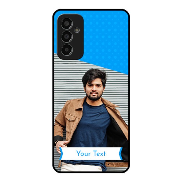 Galaxy F13 Photo Printing on Glass Case - Simple Blue Color Design