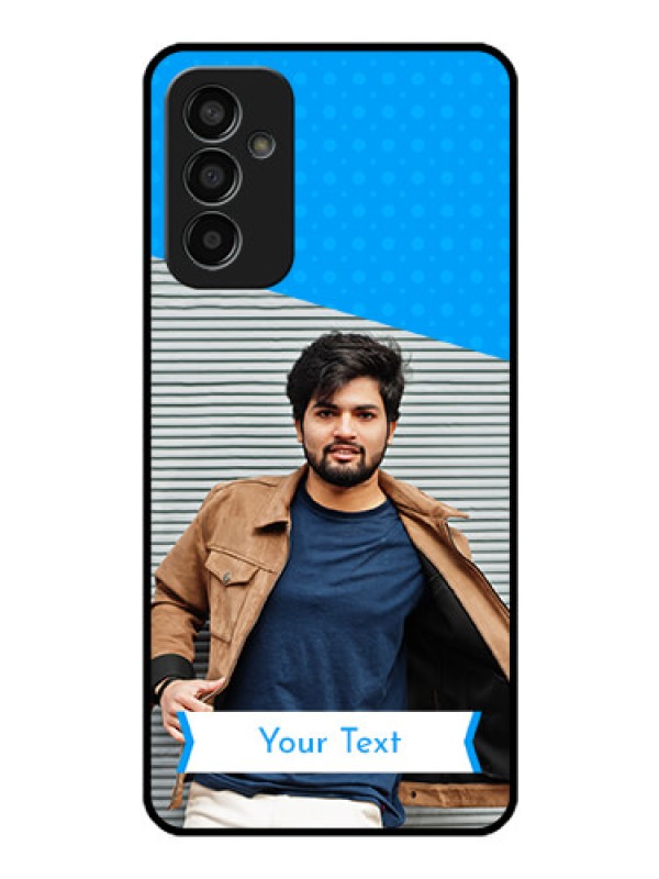 Custom Galaxy F13 Photo Printing on Glass Case - Simple Blue Color Design