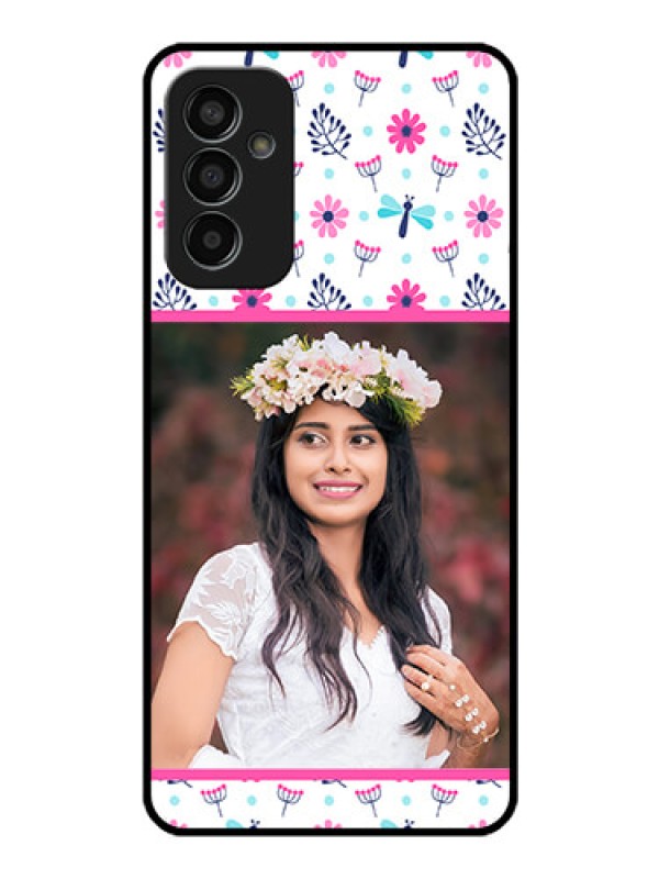 Custom Galaxy F13 Photo Printing on Glass Case - Colorful Flower Design