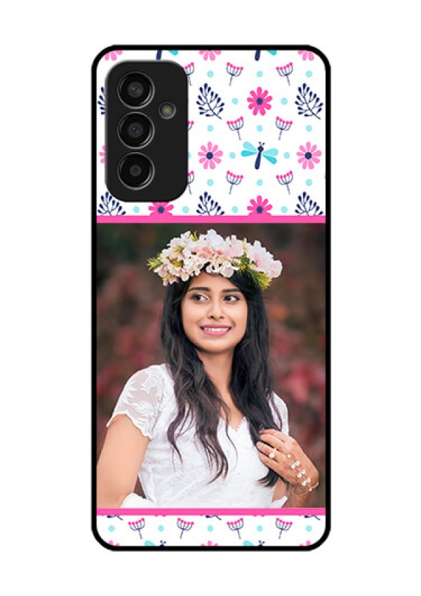 Galaxy F13 Photo Printing on Glass Case - Colorful Flower Design
