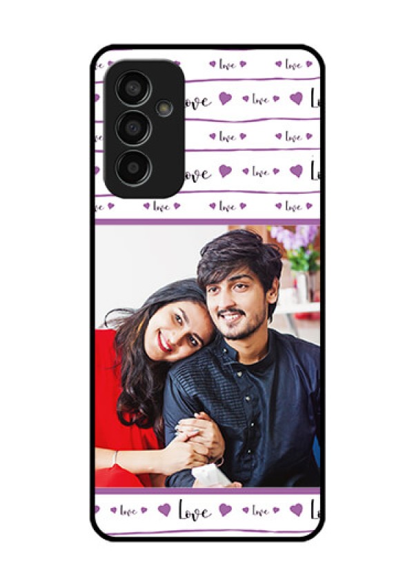 Galaxy F13 Custom Glass Mobile Case - Couples Heart Design