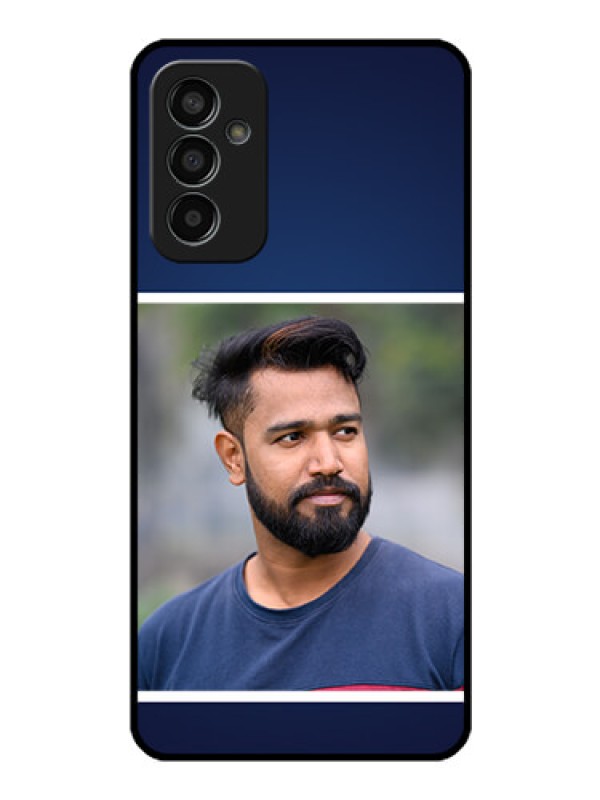 Custom Galaxy F13 Personalized Glass Phone Case - Simple Royal Blue Design