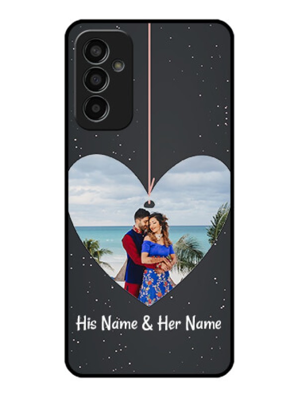 Custom Galaxy F13 Custom Glass Phone Case - Hanging Heart Design