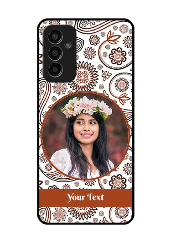 Galaxy F13 Custom Glass Mobile Case - Abstract Flower Design