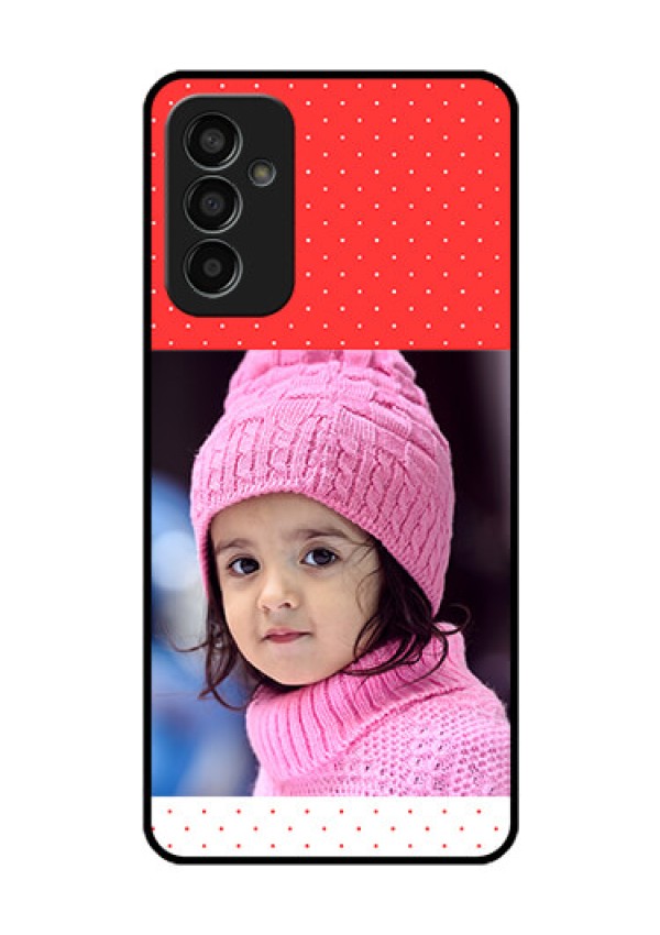 Galaxy F13 Photo Printing on Glass Case - Red Pattern Design