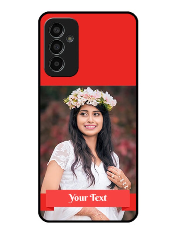 Custom Galaxy F13 Custom Glass Phone Case - Simple Red Color Design