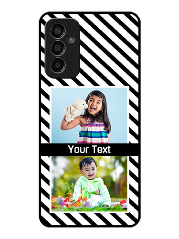 Custom Galaxy F13 Photo Printing on Glass Case - Black And White Stripes Design