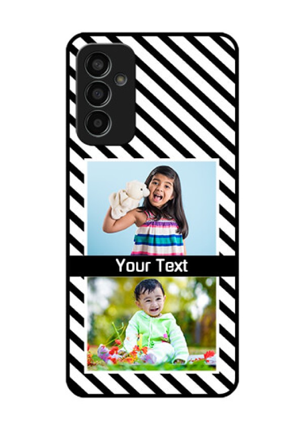 Galaxy F13 Photo Printing on Glass Case - Black And White Stripes Design