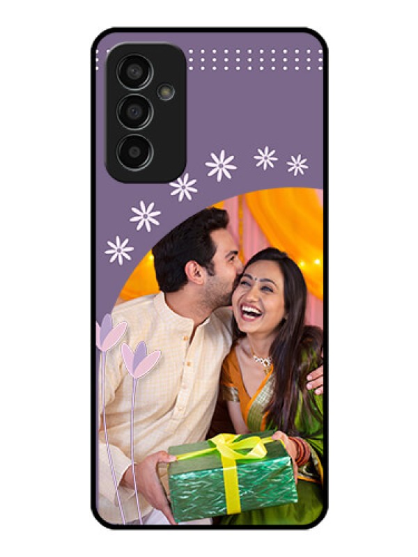 Custom Galaxy F13 Custom Glass Mobile Case - Lavender flowers design