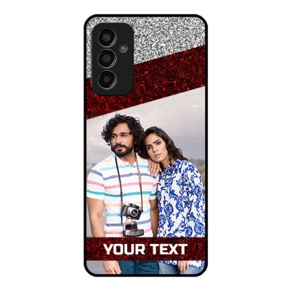 Galaxy F13 Personalized Glass Phone Case - Image Holder with Glitter Strip Design Galaxy F13 Personalized Glass Phone Case - Image Holder with Glitter Strip Design