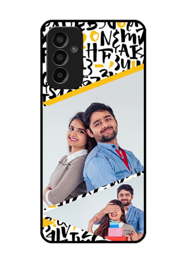 Galaxy F13 Custom Glass Mobile Case - Letters Pattern Design