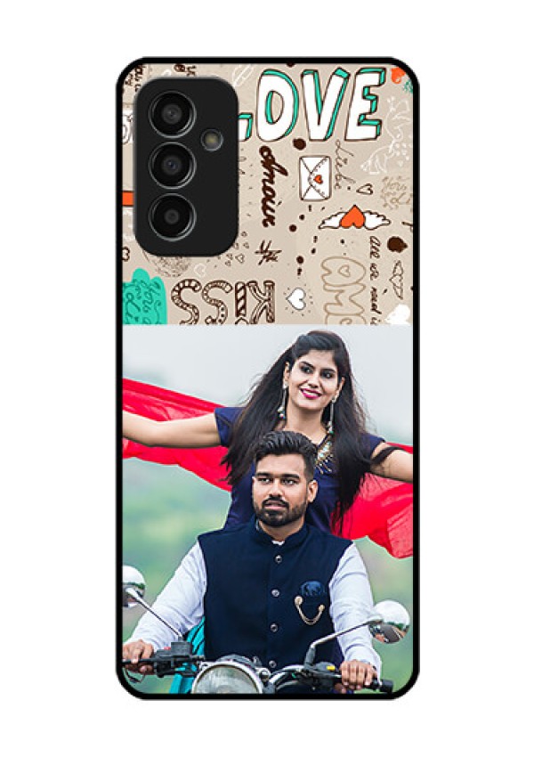 Galaxy F13 Custom Glass Phone Case - Love Doodle Pattern
