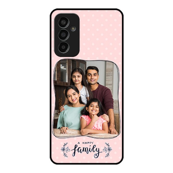 Galaxy F13 Custom Glass Phone Case - Family with Dots Design
