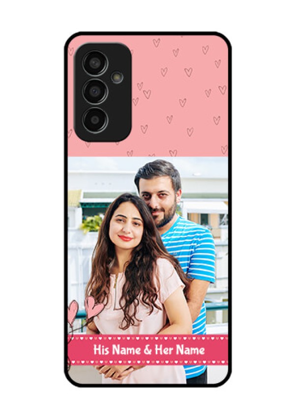 Galaxy F13 Personalized Glass Phone Case - Love Design Peach Color